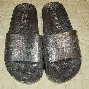 Victoria's Secret PINK silver glitter slides